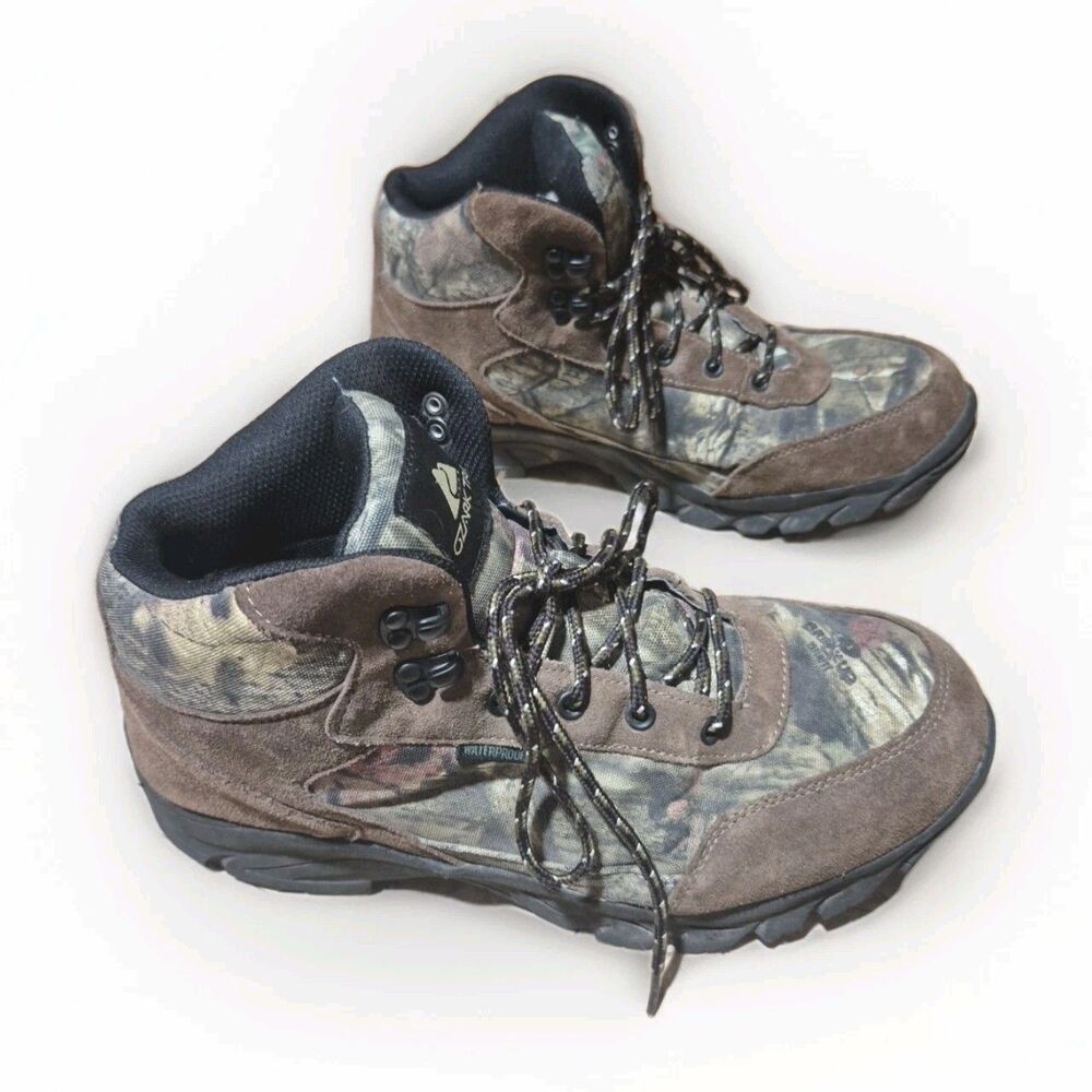 Ozark Trail Mens Hiking Boots Size 11 Waterproof Brown Camouflaged Camo Lace up